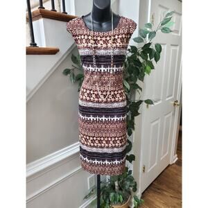 Cato Womens Multicolor Rayon Round Neck Sleeveless Knee Length Dress Size Medium